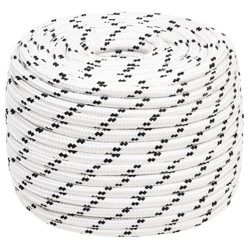 vidaXL Bootsseil Geflochten Weiß 14 mmx100 m Polyester vidaXL Bootsseil Geflochten Weiß 14 mmx100 m Polyester