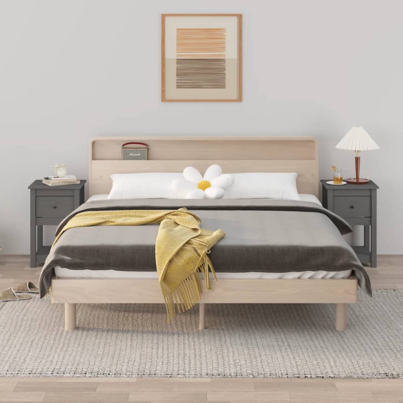 vidaXL Nachttische 2 Stk. Grau 40x35x61,5 cm Massivholz Kiefer vidaXL Nachttische 2 Stk. Grau 40x35x61,5 cm Massivholz Kiefer