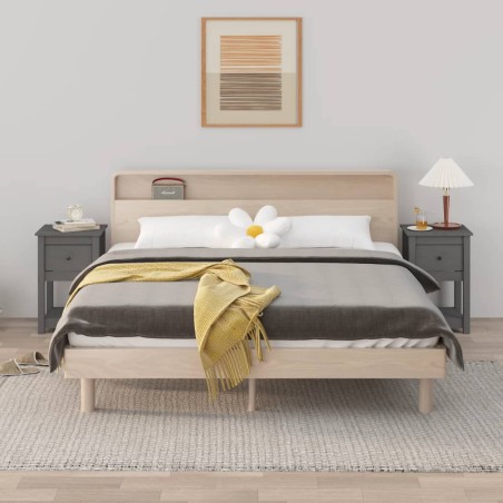vidaXL Nachttische 2 Stk. Grau 40x35x61,5 cm Massivholz Kiefer