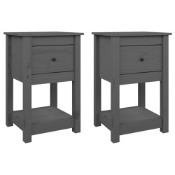 vidaXL Nachttische 2 Stk. Grau 40x35x61,5 cm Massivholz Kiefer