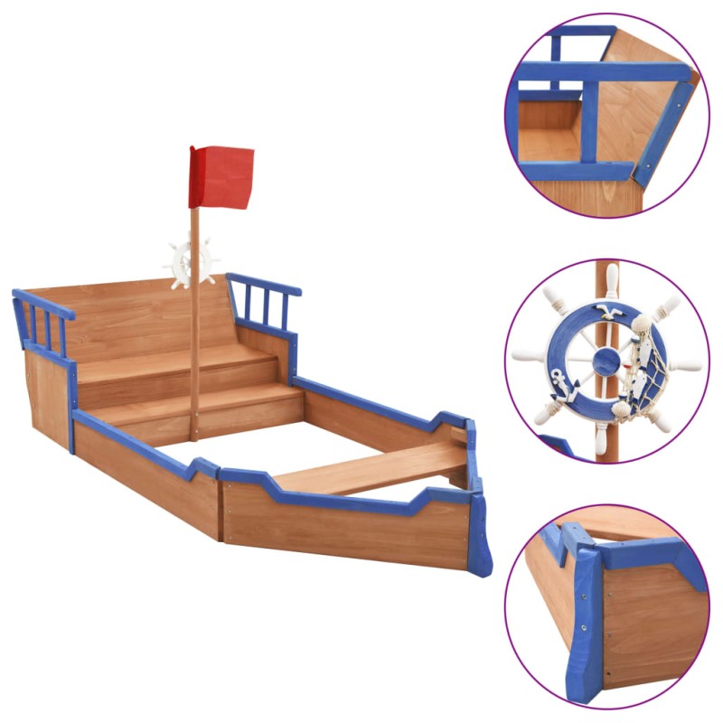 vidaXL Sandkasten Piratenschiff Tannenholz 190x94,5x101 cm vidaXL Sandkasten Piratenschiff Tannenholz 190x94,5x101 cm