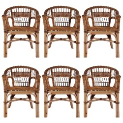 Gartenstühle 6 Stk. Natürliches Rattan Braun