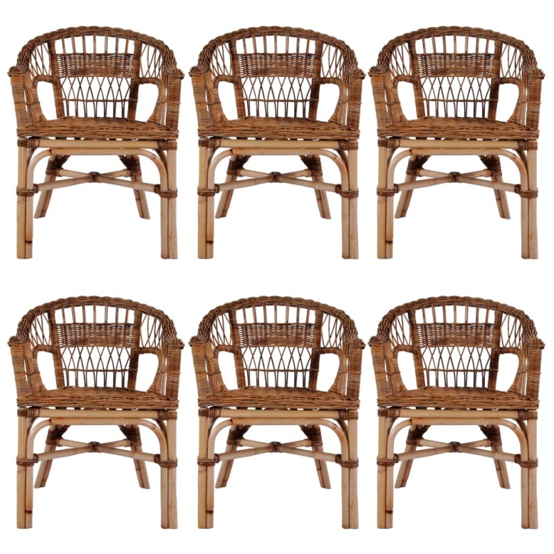 Gartenstühle 6 Stk. Natürliches Rattan Braun Gartenstühle 6 Stk. Natürliches Rattan Braun