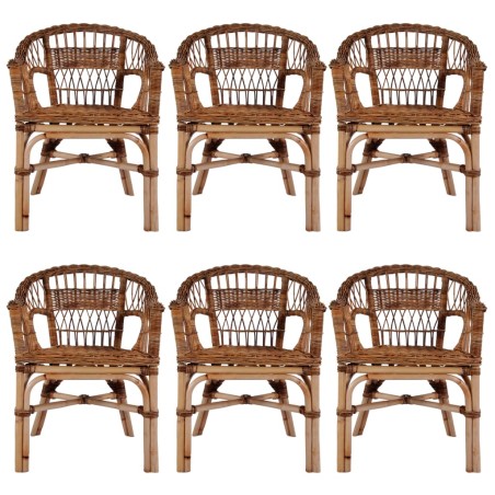 Gartenstühle 6 Stk. Natürliches Rattan Braun
