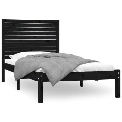 vidaXL Massivholzbett Schwarz 100x200 cm