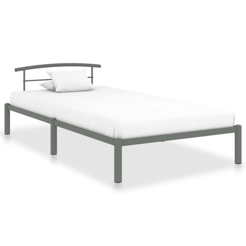 vidaXL Bettgestell Grau Metall 100x200 cm vidaXL Bettgestell Grau Metall 100x200 cm