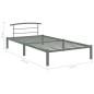 vidaXL Bettgestell Grau Metall 100x200 cm vidaXL Bettgestell Grau Metall 100x200 cm