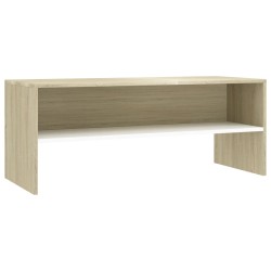 vidaXL TV-Schrank Weiß und Sonoma-Eiche 100x40x40 cm Holzwerkstoff