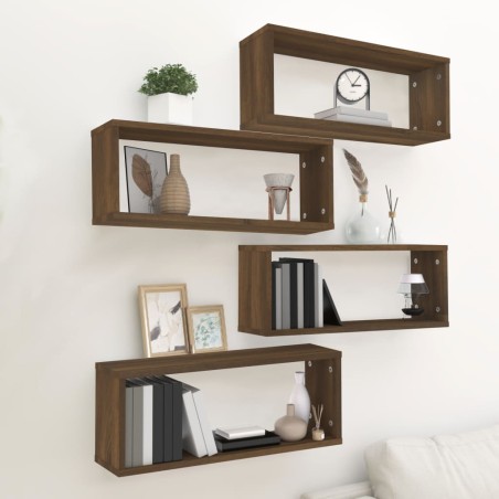 vidaXL Würfelregale 4 Stk. Braun Eiche 60x15x23 cm Holzwerkstoff