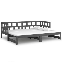 vidaXL Tagesbett Ausziehbar Grau Massivholz Kiefer 2x(80x200) cm 