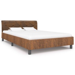 vidaXL Bettgestell Braun Wildleder-Optik 120 × 200 cm