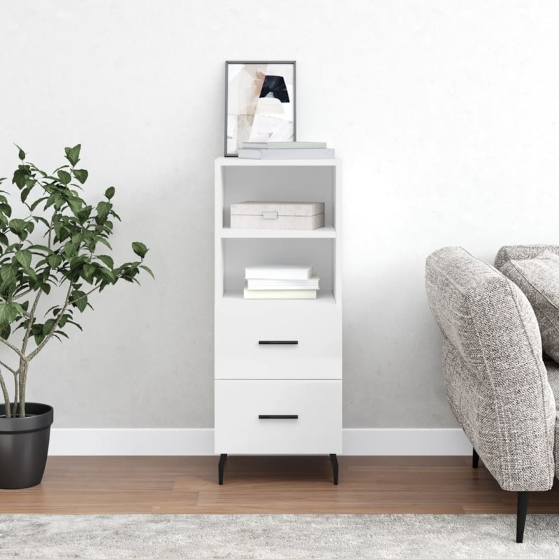 vidaXL Sideboard Hochglanz-Weiß 34,5x34x90 cm Holzwerkstoff vidaXL Sideboard Hochglanz-Weiß 34,5x34x90 cm Holzwerkstoff