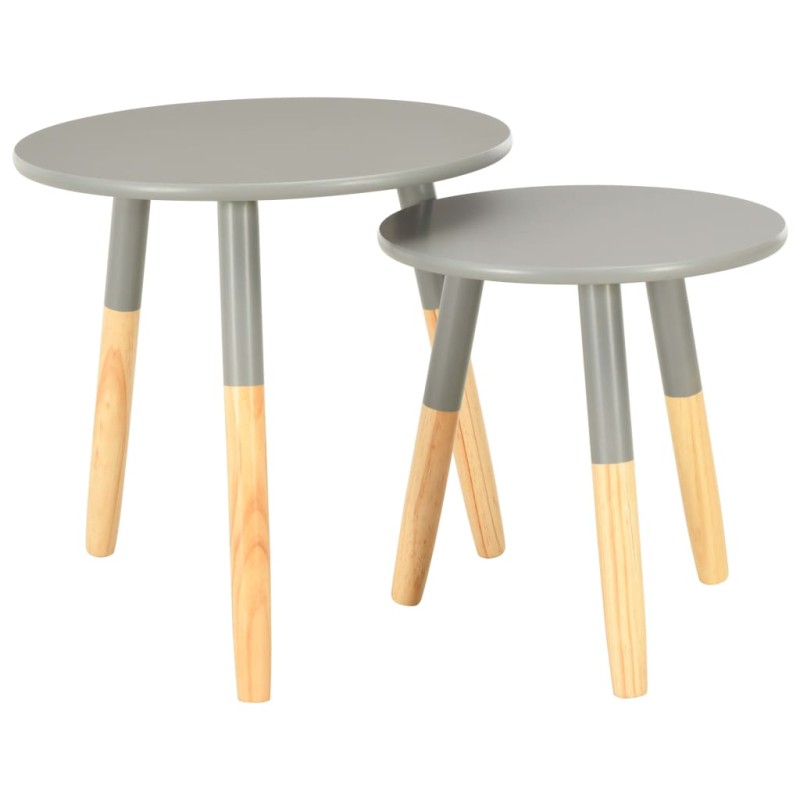 vidaXL Beistelltische 2 Stk. Grau Kiefer Massivholz vidaXL Beistelltische 2 Stk. Grau Kiefer Massivholz