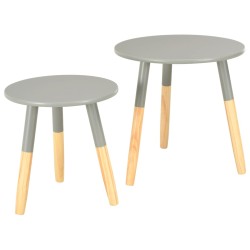 vidaXL Beistelltische 2 Stk. Grau Kiefer Massivholz