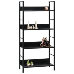 vidaXL Bücherregal 4 Regalböden Schwarz 60×27,6×124,5 cm Holzwerkstoff