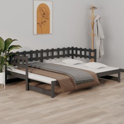 vidaXL Tagesbett Ausziehbar Grau 2x(80x200) cm Massivholz Kiefer
