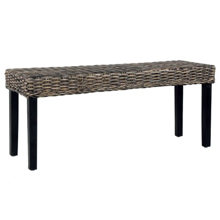 vidaXL Sitzbank 110 cm Schwarz Natur Kubu-Rattan und Massivholz Mango