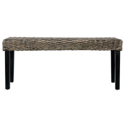 vidaXL Sitzbank 110 cm Schwarz Natur Kubu-Rattan und Massivholz Mango