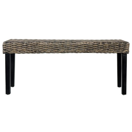 vidaXL Sitzbank 110 cm Schwarz Natur Kubu-Rattan und Massivholz Mango