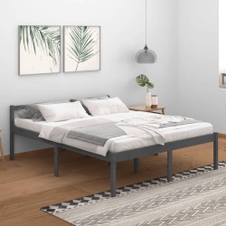 vidaXL Massivholzbett Grau Kiefer 160x200 cm