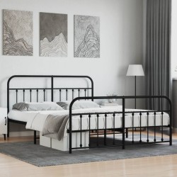 vidaXL Bettgestell mit Kopf- und Fußteil Metall Schwarz 160x200 cm
