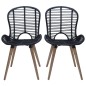 Esszimmerstühle 6 Stk. Natur Rattan Schwarz Esszimmerstühle 6 Stk. Natur Rattan Schwarz