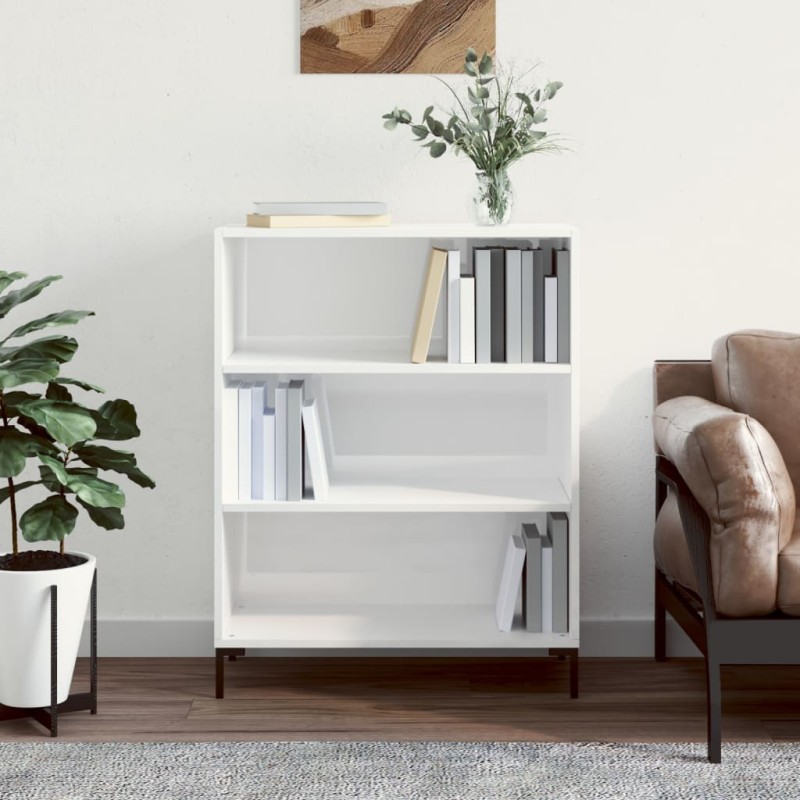 vidaXL Bücherregal Hochglanz-Weiß 69,5x32,5x90 cm Holzwerkstoff vidaXL Bücherregal Hochglanz-Weiß 69,5x32,5x90 cm Holzwerkstoff