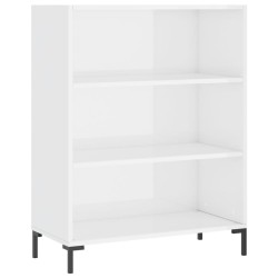 vidaXL Bücherregal Hochglanz-Weiß 69,5x32,5x90 cm Holzwerkstoff