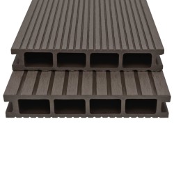 vidaXL WPC Hohlkammer Terrassendielen mit Zubehör 10 m² 4m Dunkelbraun 