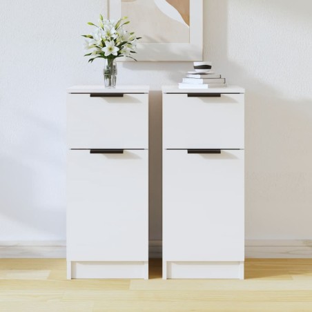 vidaXL Sideboards 2 Stk. Hochglanz-Weiß 30x30x70 cm Holzwerkstoff
