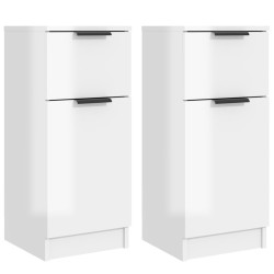 vidaXL Sideboards 2 Stk. Hochglanz-Weiß 30x30x70 cm Holzwerkstoff