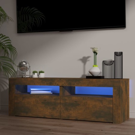 vidaXL TV-Schrank mit LED-Leuchten Räuchereiche 120x35x40 cm