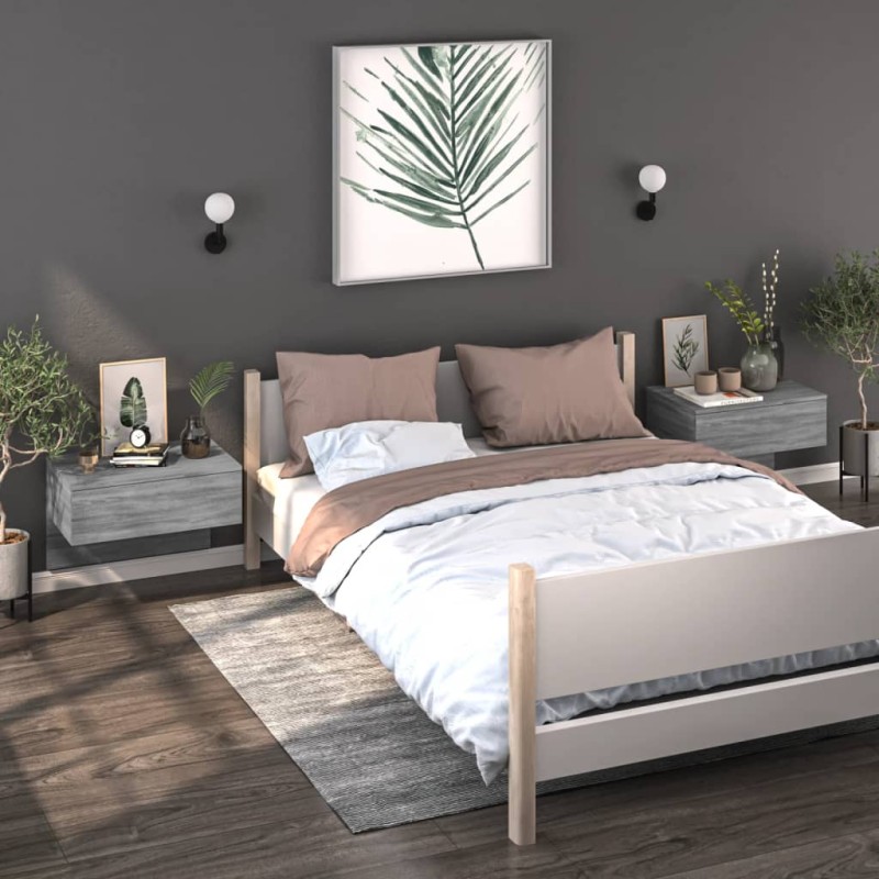vidaXL Wand-Nachttische 2 Stk. Grau Sonoma vidaXL Wand-Nachttische 2 Stk. Grau Sonoma