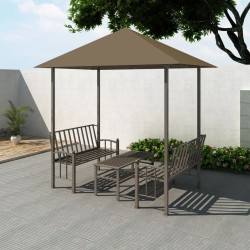 vidaXL Gartenpavillon mit Tisch und Bänken 2,5x1,5x2,4 m Taupe 180 g/m²	