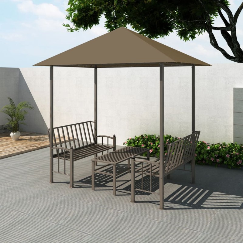 vidaXL Gartenpavillon mit Tisch und Bänken 2,5x1,5x2,4 m Taupe 180 g/m² vidaXL Gartenpavillon mit Tisch und Bänken 2,5x1,5x2,4 m Taupe 180 g/m²