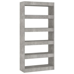 vidaXL Bücherregal/Raumteiler Betongrau 80x30x166 cm Holzwerkstoff
