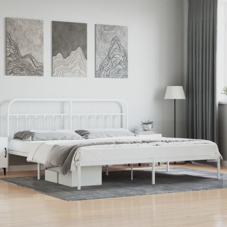 vidaXL Bettgestell mit Kopfteil Metall Weiß 200x200 cm