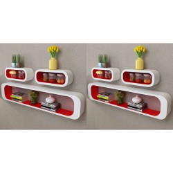 Wandregale Regalwürfel 6 Stk. Rot und Weiß