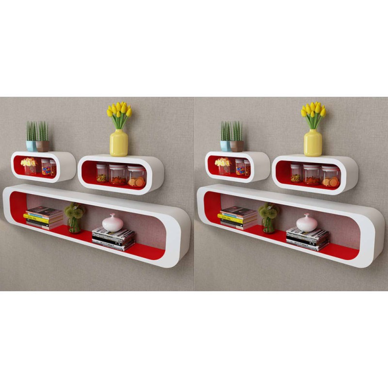 Wandregale Regalwürfel 6 Stk. Rot und Weiß Wandregale Regalwürfel 6 Stk. Rot und Weiß