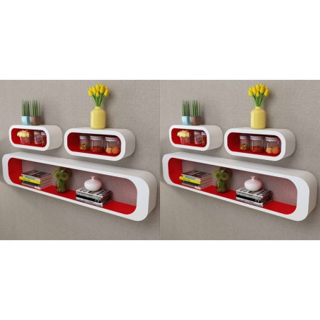 Wandregale Regalwürfel 6 Stk. Rot und Weiß