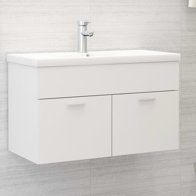 vidaXL Waschbeckenunterschrank Weiß 80x38,5x46 cm Holzwerkstoff vidaXL Waschbeckenunterschrank Weiß 80x38,5x46 cm Holzwerkstoff