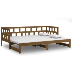 vidaXL Tagesbett Ausziehbar Honigbraun Massivholz Kiefer 2x(90x190) cm