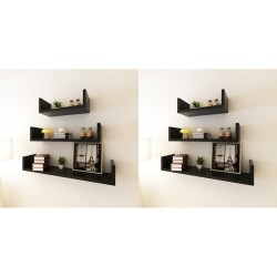 Wandregale 6 Stk. Schwarz