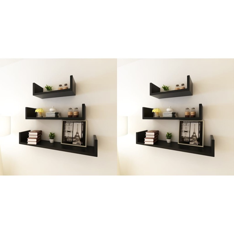 Wandregale 6 Stk. Schwarz Wandregale 6 Stk. Schwarz