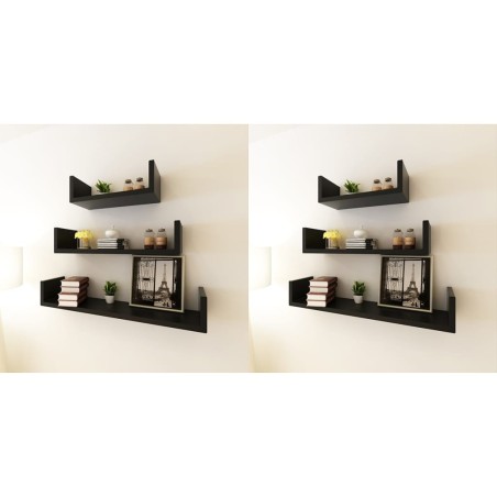 Wandregale 6 Stk. Schwarz