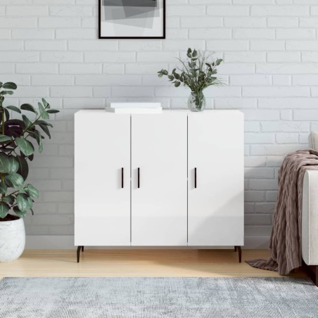 vidaXL Sideboard Hochglanz-Weiß 90x34x80 cm Holzwerkstoff