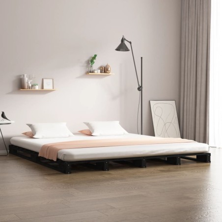 vidaXL Palettenbett Schwarz 160x200 cm Massivholz Kiefer