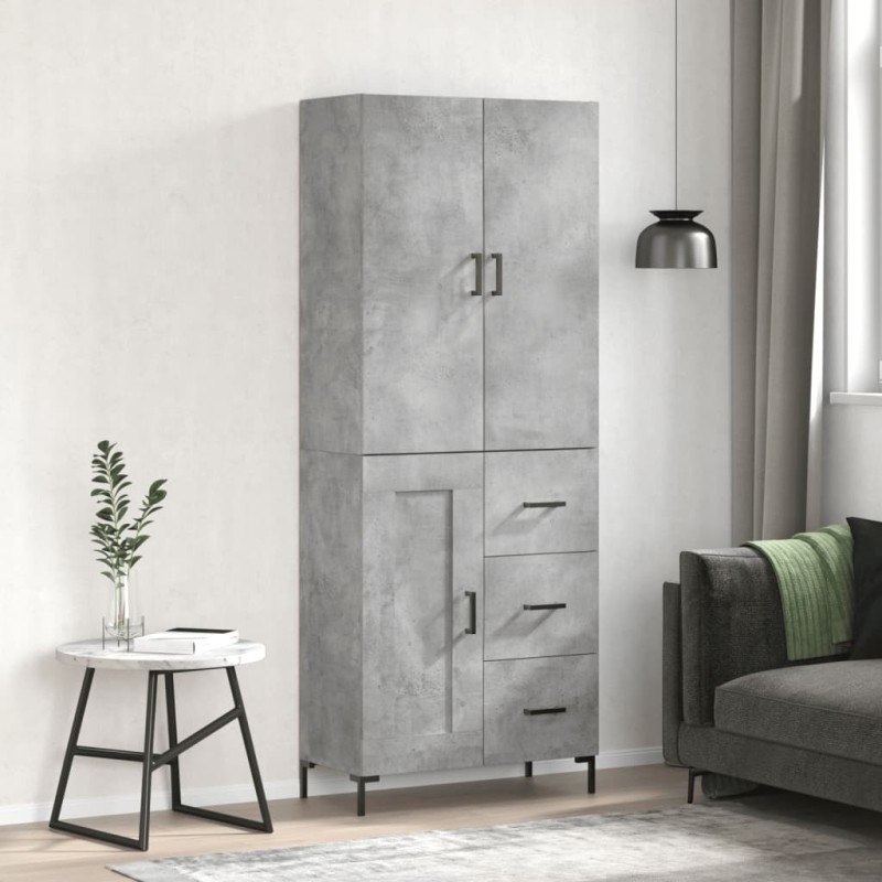 Highboard Betongrau 69,5x34x180 cm Holzwerkstoff Highboard Betongrau 69,5x34x180 cm Holzwerkstoff