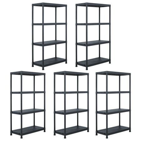 Lagerregale 5 Stk. Schwarz 60 x 30 x 138 cm Kunststoff