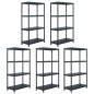 Lagerregale 5 Stk. Schwarz 60 x 30 x 138 cm Kunststoff Lagerregale 5 Stk. Schwarz 60 x 30 x 138 cm Kunststoff